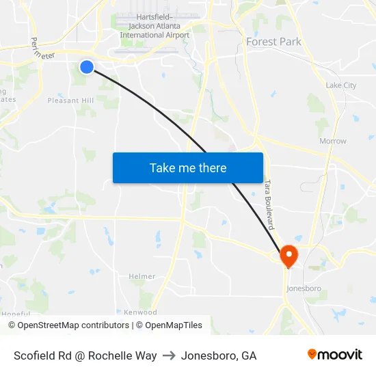 Scofield Rd @ Rochelle Way to Jonesboro, GA map