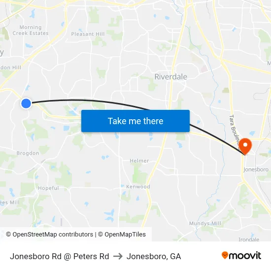 Jonesboro Rd @ Peters Rd to Jonesboro, GA map