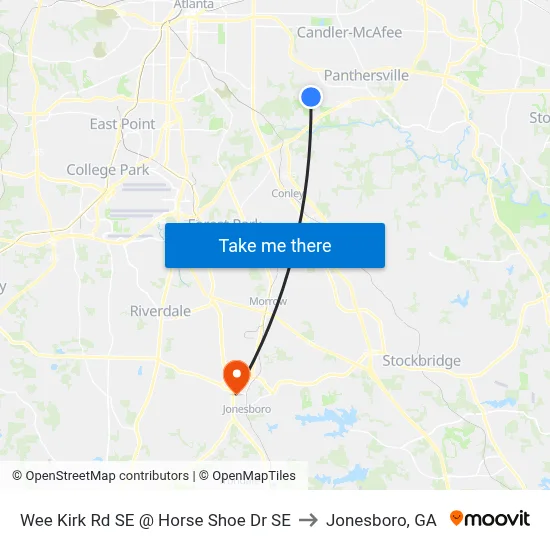 Wee Kirk Rd SE @ Horse Shoe Dr SE to Jonesboro, GA map