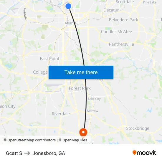 Gcatt S to Jonesboro, GA map