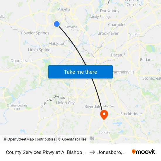 County Services Pkwy at Al Bishop Dr to Jonesboro, GA map