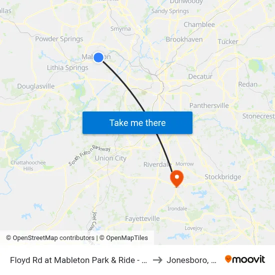 Floyd Rd at Mableton Park & Ride - Ob to Jonesboro, GA map