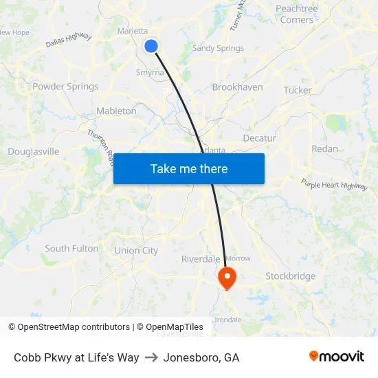 Cobb Pkwy at Life's Way to Jonesboro, GA map