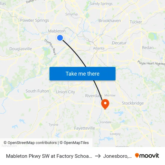 Mableton Pkwy SW at Factory Schoals Rd S to Jonesboro, GA map