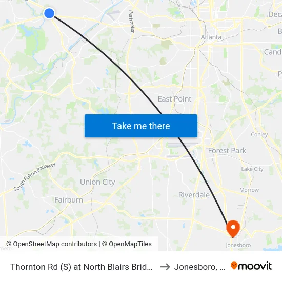 Thornton Rd (S) at North Blairs Bridge Rd to Jonesboro, GA map