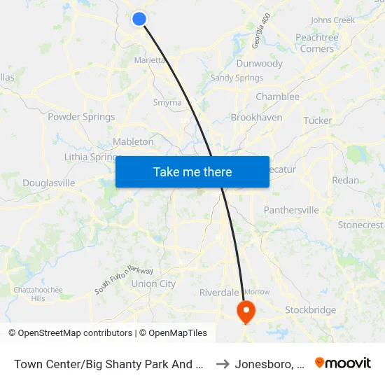 Town Center/Big Shanty Park And Ride to Jonesboro, GA map