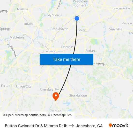 Button Gwinnett Dr & Mimms Dr Ib to Jonesboro, GA map