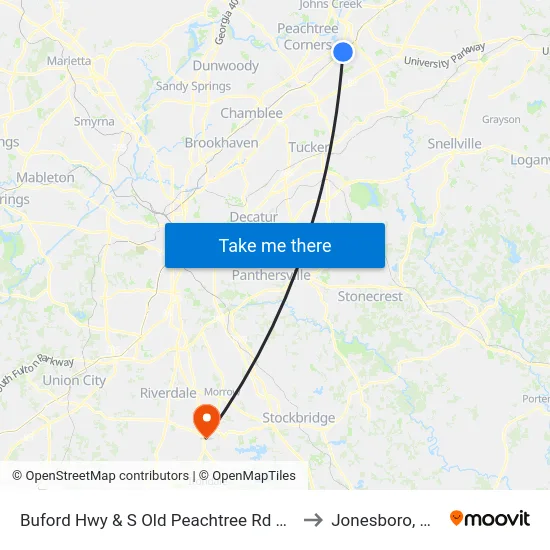 Buford Hwy & S Old Peachtree Rd Ob to Jonesboro, GA map