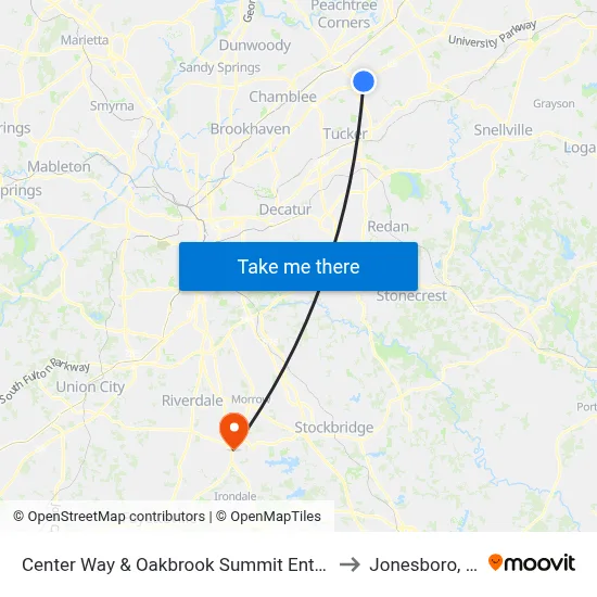 Center Way & Oakbrook Summit Entrance to Jonesboro, GA map
