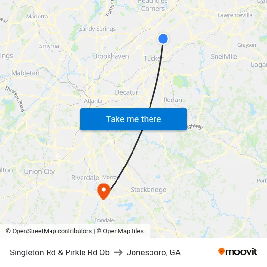Singleton Rd & Pirkle Rd Ob to Jonesboro, GA map