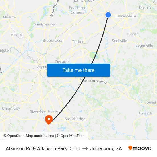 Atkinson Rd & Atkinson Park Dr Ob to Jonesboro, GA map
