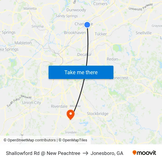 Shallowford Rd @ New Peachtree to Jonesboro, GA map