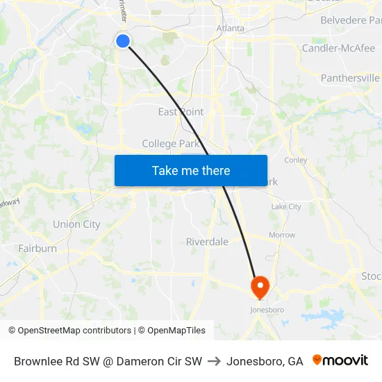 Brownlee Rd SW @ Dameron Cir SW to Jonesboro, GA map