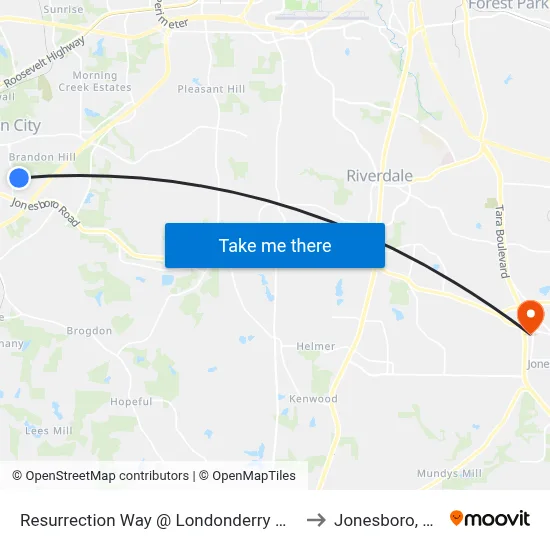 Resurrection Way @ Londonderry Way to Jonesboro, GA map