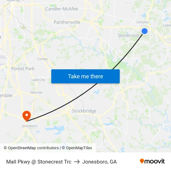 Mall Pkwy @ Stonecrest Trc to Jonesboro, GA map