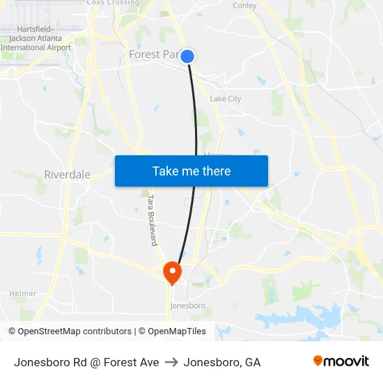 Jonesboro Rd @ Forest Ave to Jonesboro, GA map