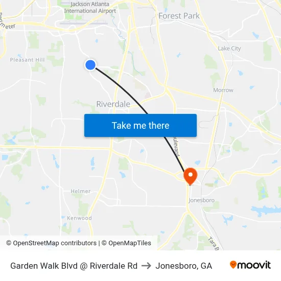 Garden Walk Blvd @ Riverdale Rd to Jonesboro, GA map