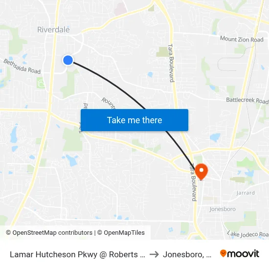 Lamar Hutcheson Pkwy @ Roberts Dr to Jonesboro, GA map