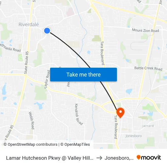 Lamar Hutcheson Pkwy @ Valley Hill Rd SW to Jonesboro, GA map
