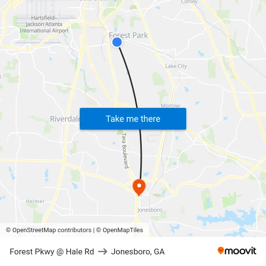 Forest Pkwy @ Hale Rd to Jonesboro, GA map