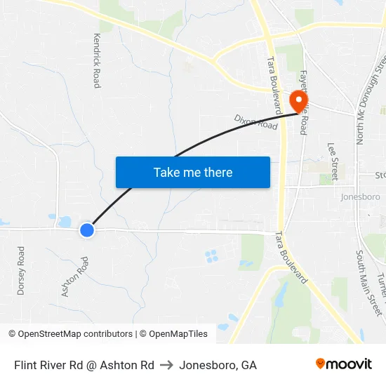 Flint River Rd @ Ashton Rd to Jonesboro, GA map