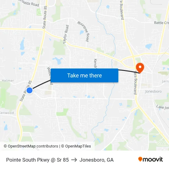 Pointe South Pkwy @ Sr 85 to Jonesboro, GA map
