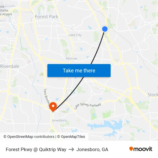 Forest Pkwy @ Quiktrip Way to Jonesboro, GA map