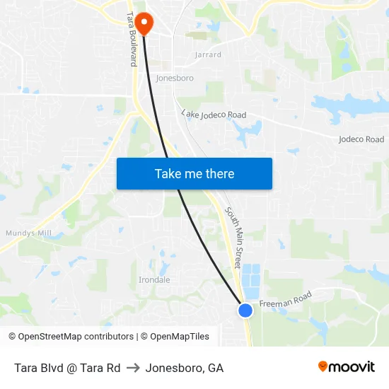 Tara Blvd @ Tara Rd to Jonesboro, GA map