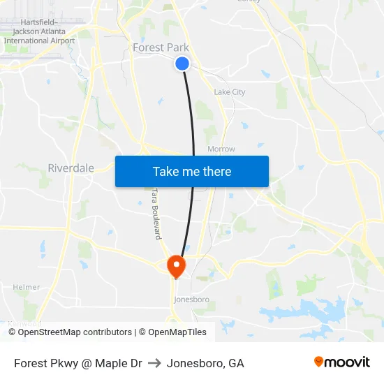 Forest Pkwy @ Maple Dr to Jonesboro, GA map