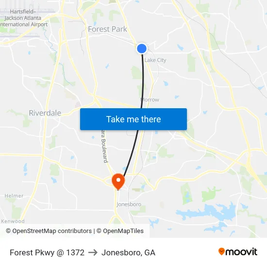 Forest Pkwy @ 1372 to Jonesboro, GA map