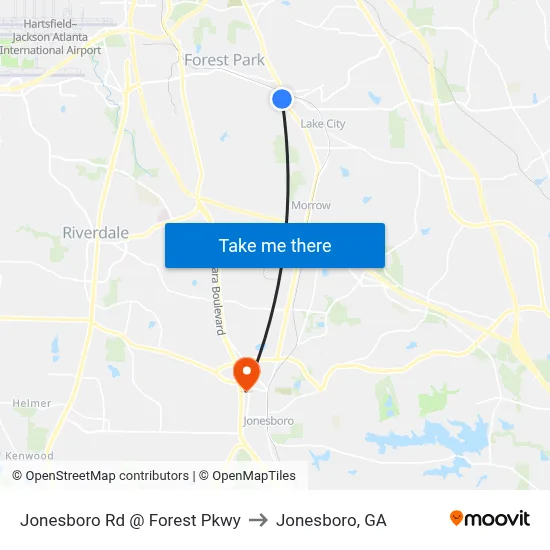 Jonesboro Rd @ Forest Pkwy to Jonesboro, GA map