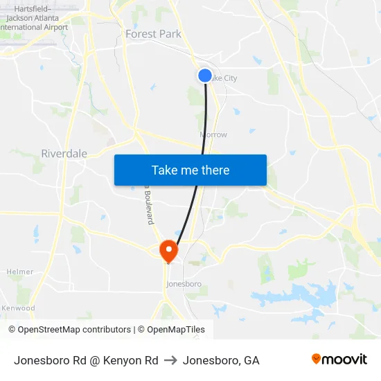 Jonesboro Rd @ Kenyon Rd to Jonesboro, GA map