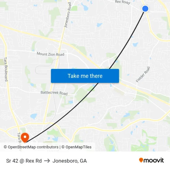 Sr 42 @ Rex Rd to Jonesboro, GA map