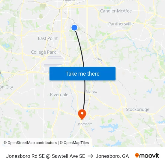 Jonesboro Rd SE @ Sawtell Ave SE to Jonesboro, GA map