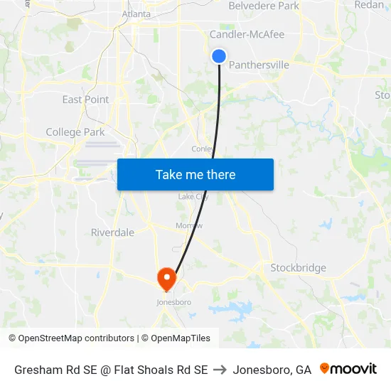Gresham Rd SE @ Flat Shoals Rd SE to Jonesboro, GA map