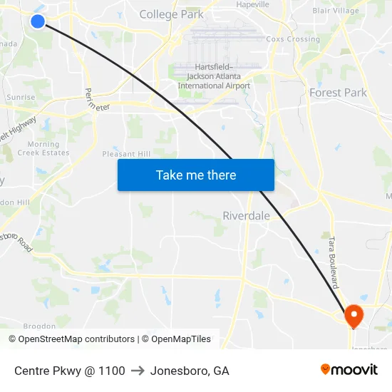 Centre Pkwy @ 1100 to Jonesboro, GA map