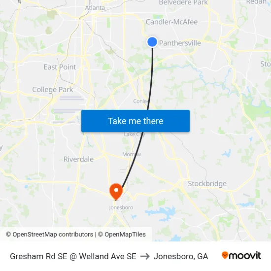 Gresham Rd SE @ Welland Ave SE to Jonesboro, GA map