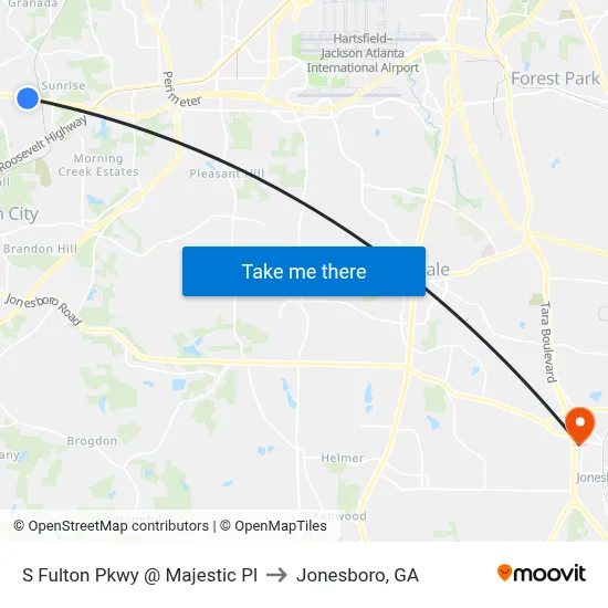 S Fulton Pkwy @ Majestic Pl to Jonesboro, GA map