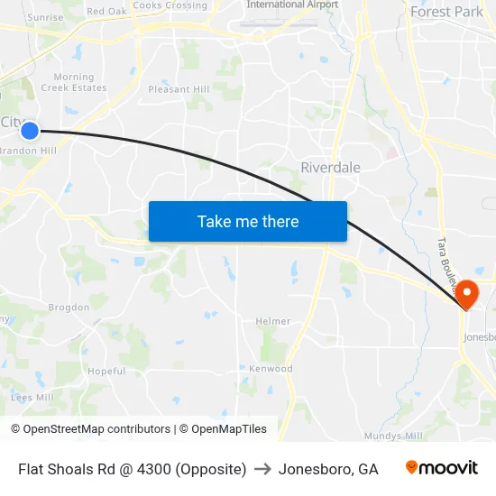 Flat Shoals Rd @ 4300 (Opposite) to Jonesboro, GA map
