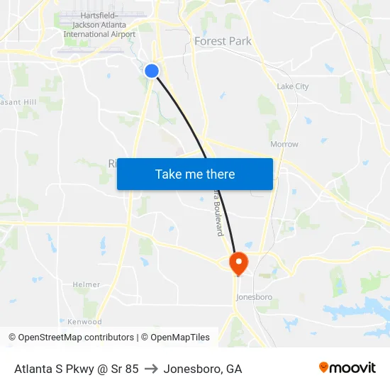 Atlanta S Pkwy @ Sr 85 to Jonesboro, GA map