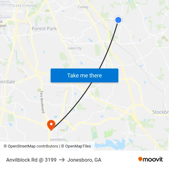 Anvilblock Rd @ 3199 to Jonesboro, GA map