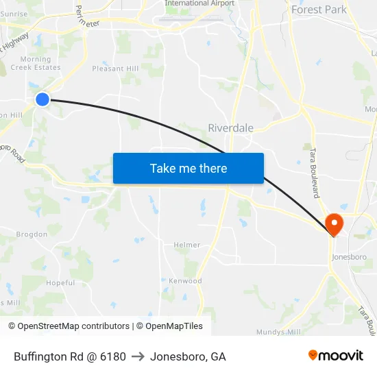 Buffington Rd @ 6180 to Jonesboro, GA map