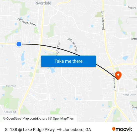 Sr 138 @ Lake Ridge Pkwy to Jonesboro, GA map
