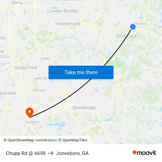 Chupp Rd @ 6698 to Jonesboro, GA map