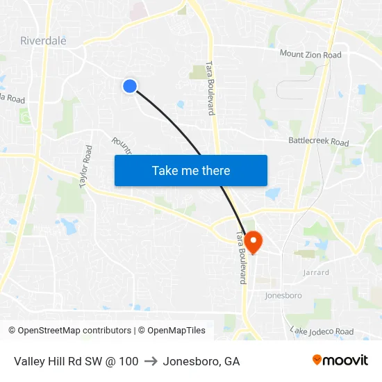 Valley Hill Rd SW @ 100 to Jonesboro, GA map