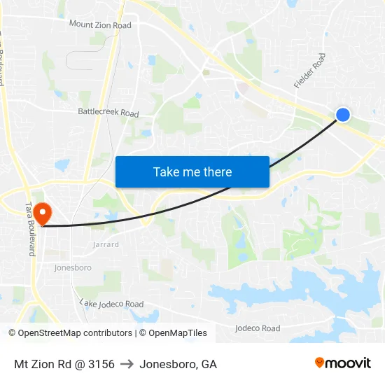 Mt Zion Rd @ 3156 to Jonesboro, GA map