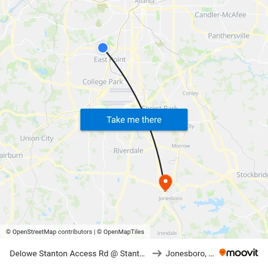 Delowe Stanton Access Rd @ Stanton Rd to Jonesboro, GA map