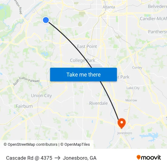 Cascade Rd @ 4375 to Jonesboro, GA map