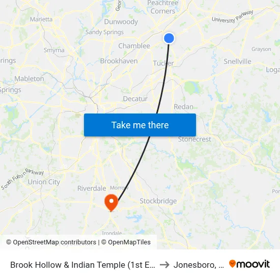 Brook Hollow & Indian Temple (1st Entran to Jonesboro, GA map