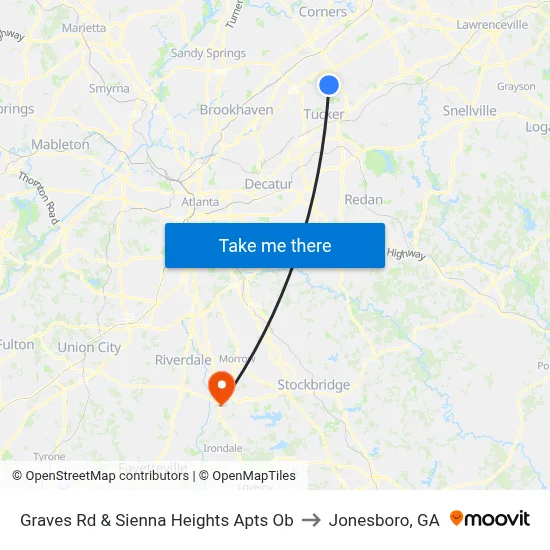 Graves Rd & Sienna Heights Apts Ob to Jonesboro, GA map